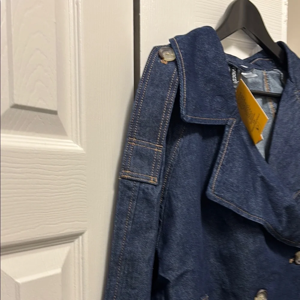 NWT H&M Double Breasted Jean Jacket - Picture 4 of 8
